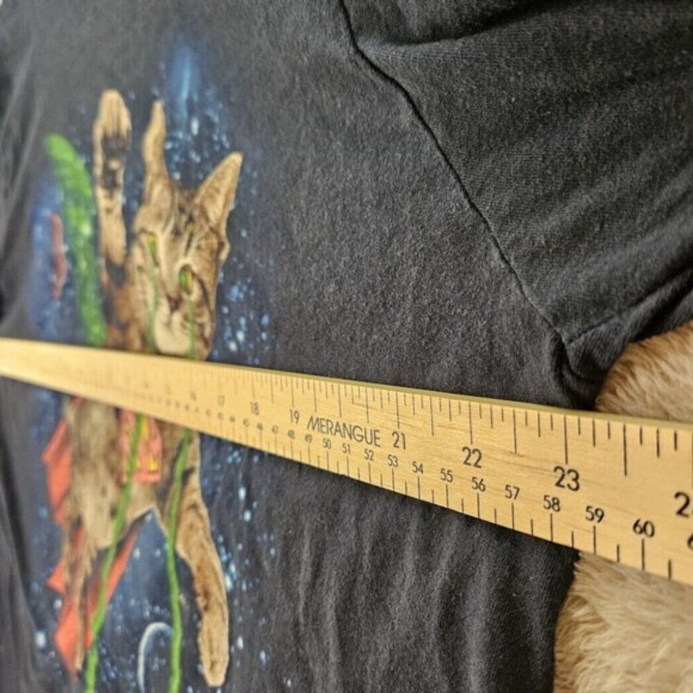 Superman Super Cat Green Laser Beam In Space T-shirt Men's Size XL Black Tee - Picture 3 of 10